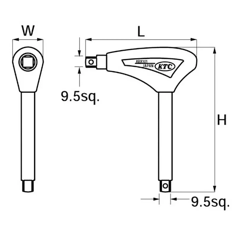Ktc Handle for Disc Parking Tool 105 mm Dimension 9.5 mm Sq. Drive, ABX101