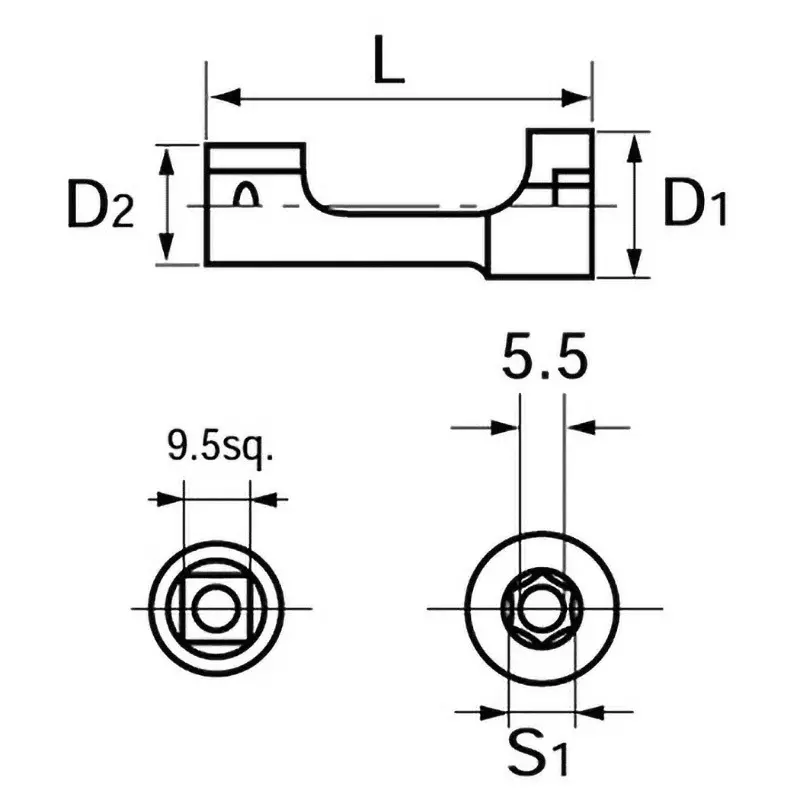 Ktc Brake Pipe Socket 10 mm 17 mm Outer Diameter, BZ25-10H