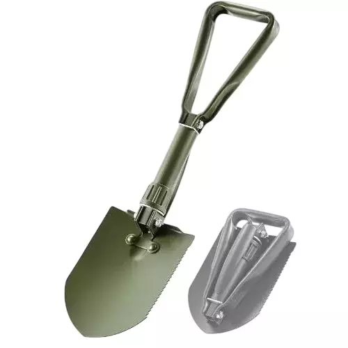 B K JAGAN & CO Folding Shovel Tempered Steel Black with Carbon Steel Handle