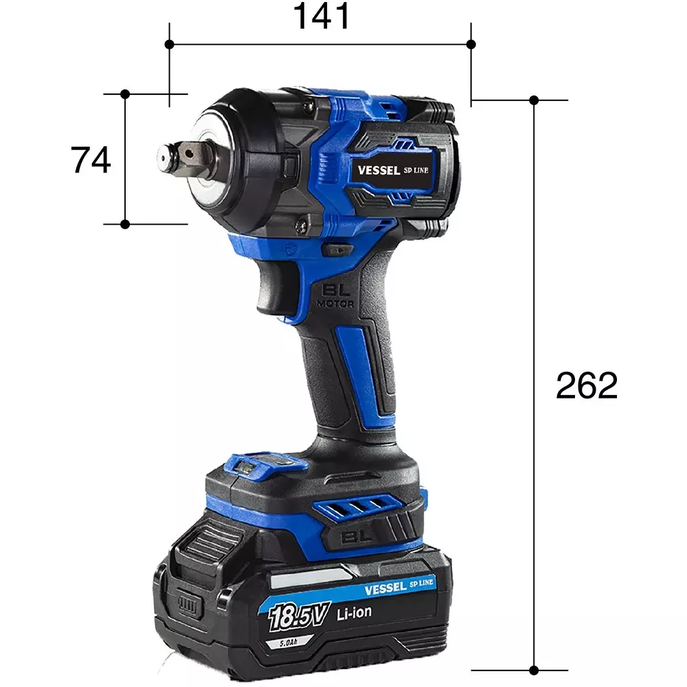 Vessel Rechargeable Impact Wrench Brushless DC Motor 300 Nm Max. Tightning Torque, SP-8141J