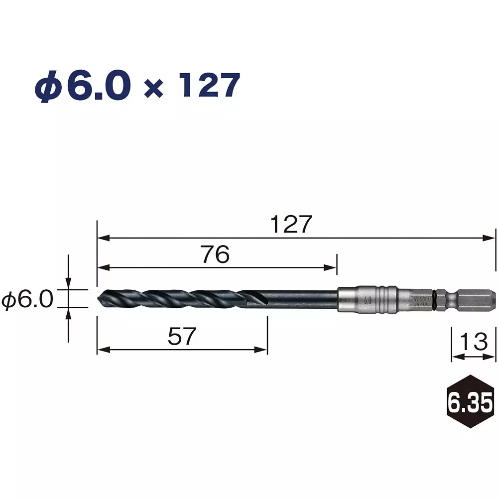 Vessel Cushion Drill Φ6 mm for Iron Work, AMD3S-6.0 (Set of 3 Pcs)