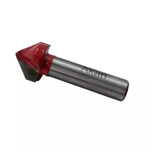 AKARI Router V Type Slotting Cutter Bit 8 mm Shank Size Red & Chrome for Routing in Wood, RB-74