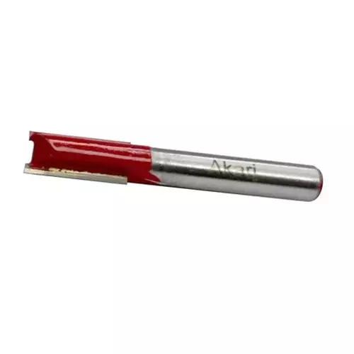 AKARI Router Trimmer Bit 6.35 mm Shank Size Red & Chrome for Routing in Wood, TB-5