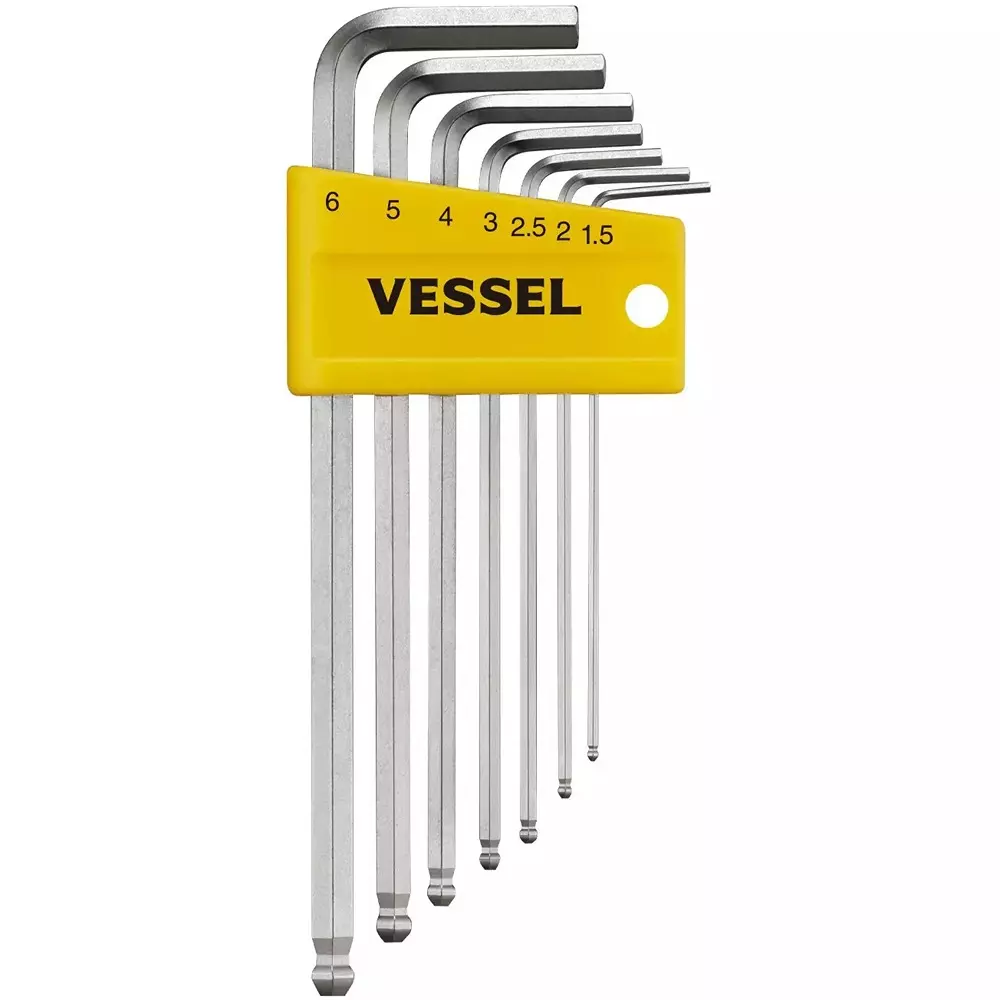 Vessel Honjime Ball Point Wrench Set Standard Type 1.5-6 mm, 8307BP (Set of 7 Pcs)