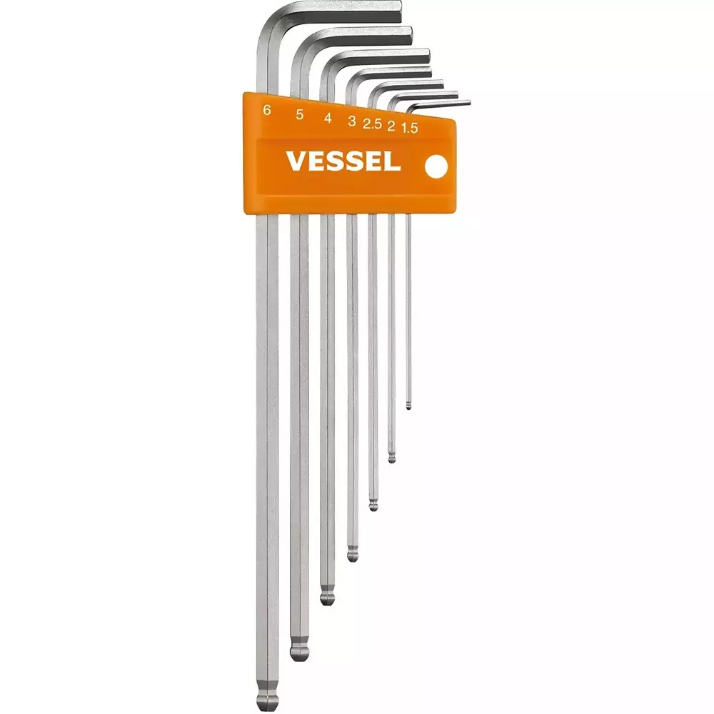 Vessel Honjime Ball Point Wrench Set Long Type 1.5-6 mm, 8307BP-L (Set of 7 Pcs)