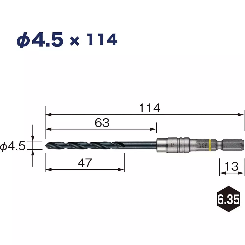 Vessel Cushion Drill Bit 114 mm Overall Length for Iron Work, AMD3S-4.5 (Set of 3 Pcs)