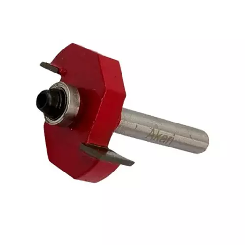 AKARI Router Trimmer Bit 6.35 mm Shank Size Red & Chrome for Routing in Wood, TB-19