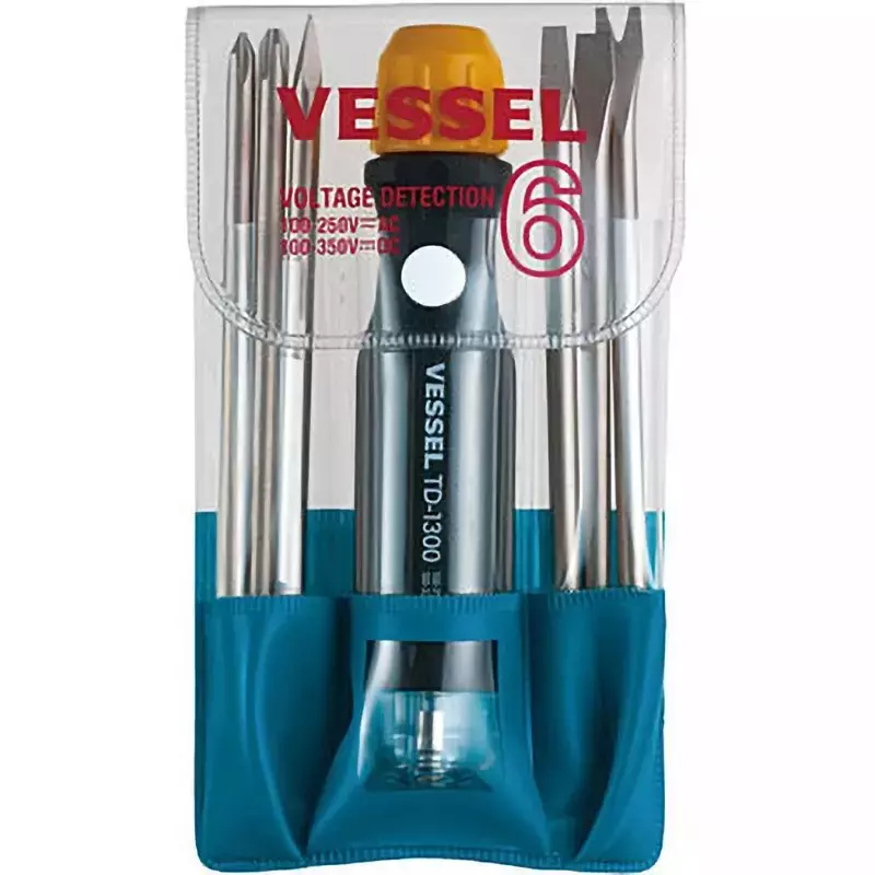 Vessel Voltage Tester Multi-bit Screwdriver Set 6-Piece (for Low Voltage), TD-1300L