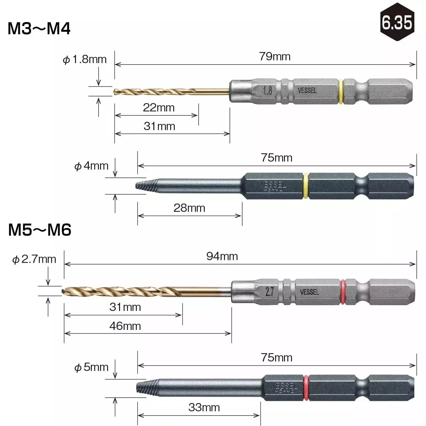 Vessel Screw Extractor Bit Slim, NEJ-45