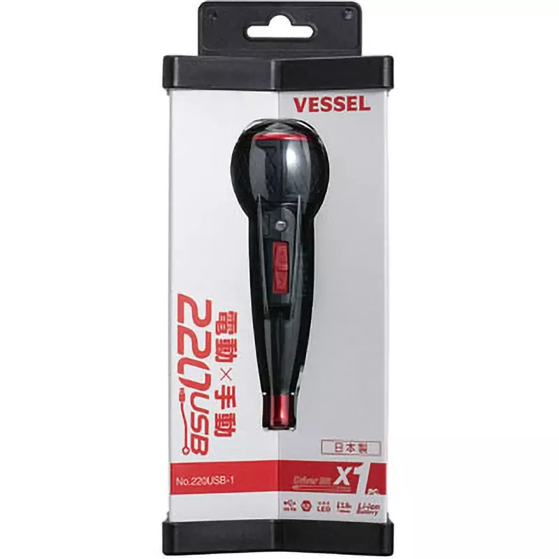 Vessel Electric Ball Grip Screwdriver 140 mm Overall Length, 220USB-1