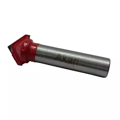 AKARI Router V Type Slotting Cutter Bit 8 mm Shank Size Red & Chrome for Routing in Wood, RB-73