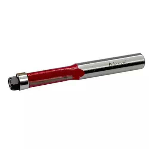 AKARI Router Trimmer Bit 6.35 mm Shank Size Red & Chrome for Routing in Wood, TB-7