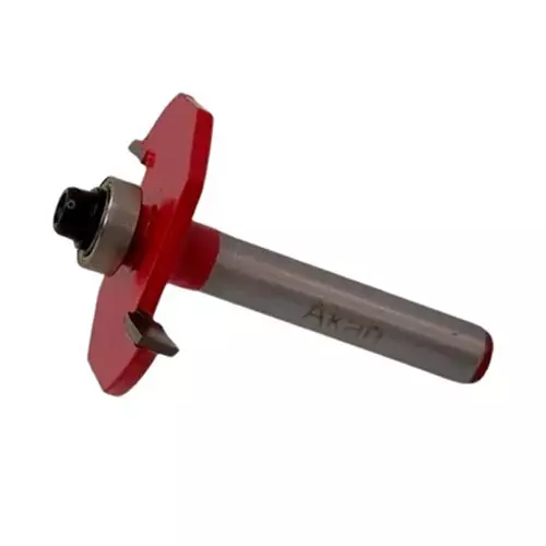 AKARI Router Trimmer Bit 6.35 mm Shank Size Red & Chrome for Routing in Wood, TB-16