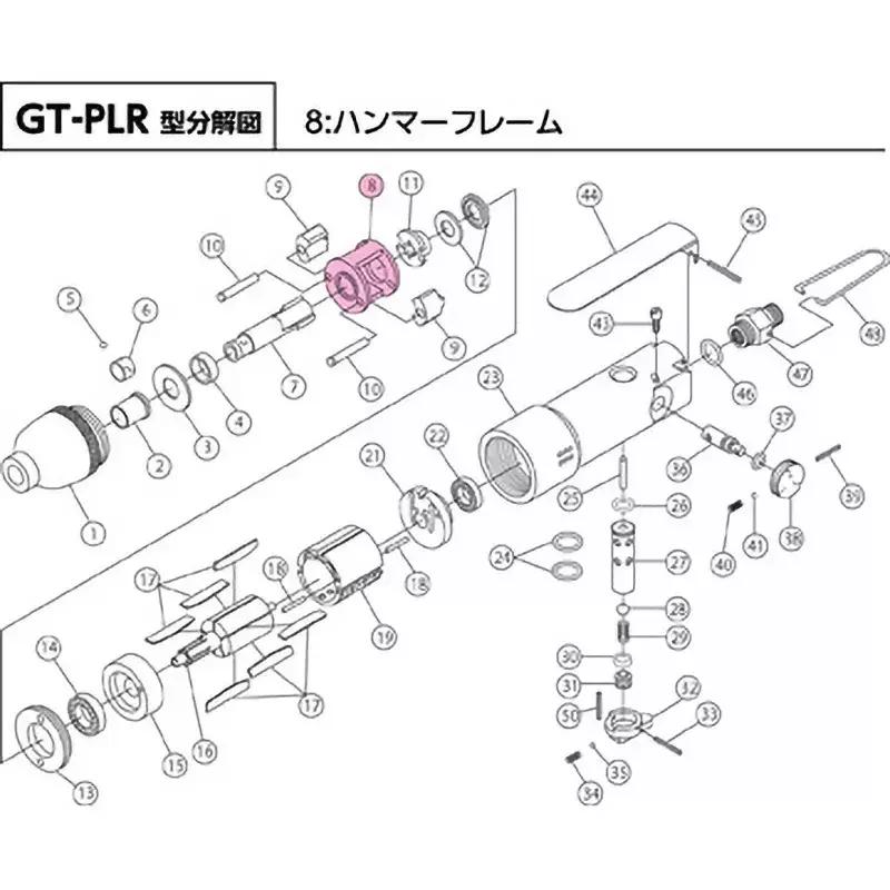 Vessel Hammer frame for GT-PLR + Part number: 8, 814208