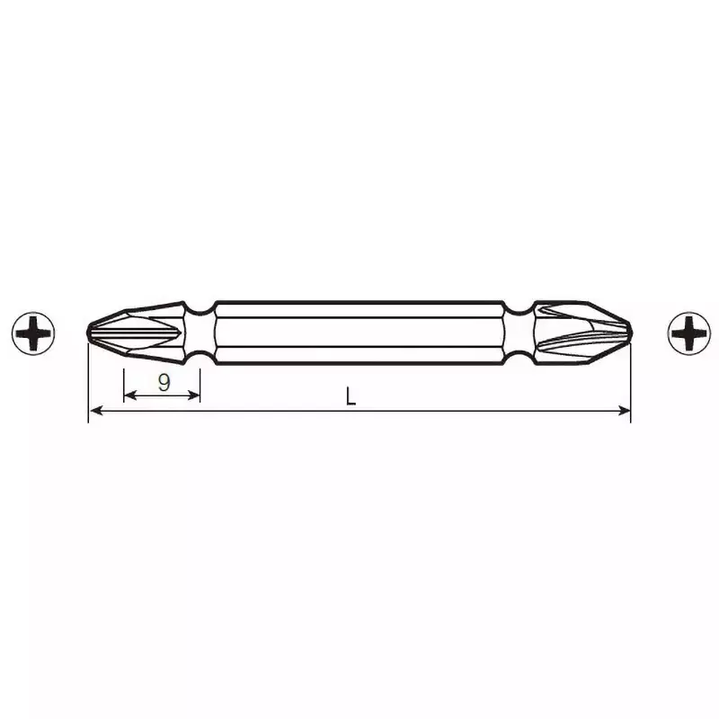 Vessel Industrial Driver Double-ended Bit Die Hard Series, B43 +2X75DX
