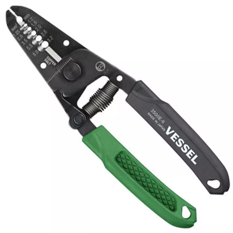 Vessel Wire Stripper Carbon Steel Green & Black with TPE Handle Cover, 0.0035