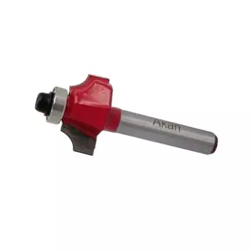 AKARI Router Trimmer Bit 6.35 mm Shank Size Red & Chrome for Routing in Wood, TB-11
