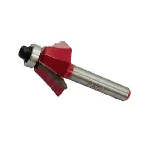 AKARI Router Trimmer Bit 6.35 mm Shank Size Red & Chrome for Routing in Wood, TB-13