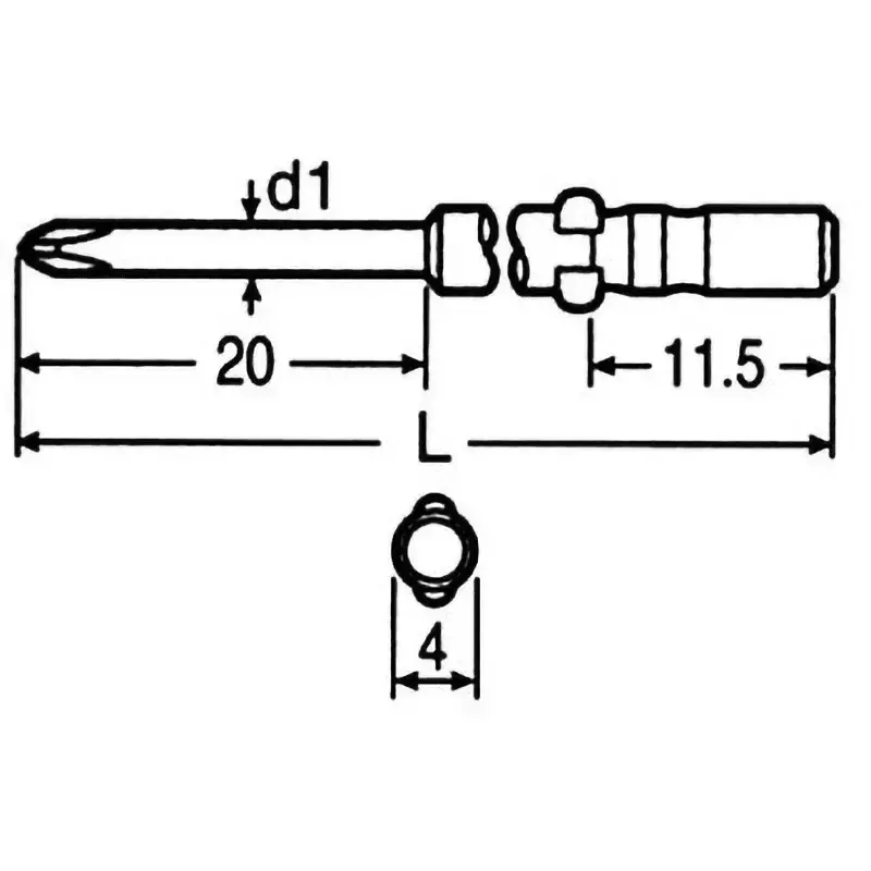 Vessel Pneumatic / Electric Screwdriver Bit, D73 +0X2.5X60