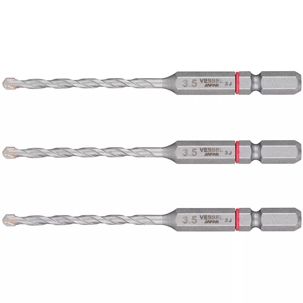 Vessel Porcelain Tile Drill Bit Hexagonal 90 mm Overall Length, CPD3S-3.5 (3 Pcs Set)