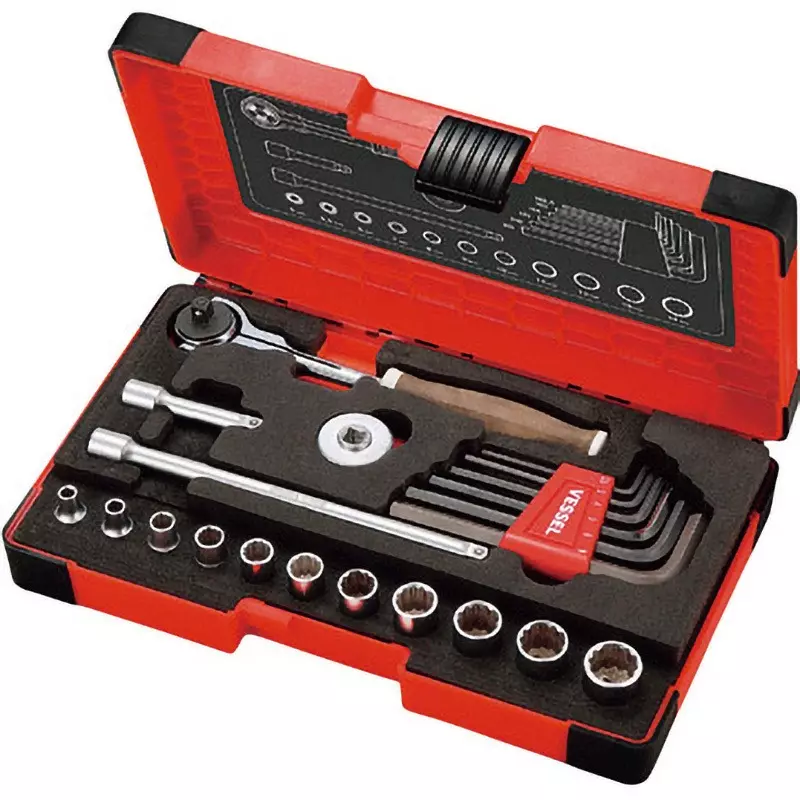 Vessel Wood-Compo Swivel Socket Wrench 6.35 mm (1/4 inch) Square Drive, HRW2004M-SW