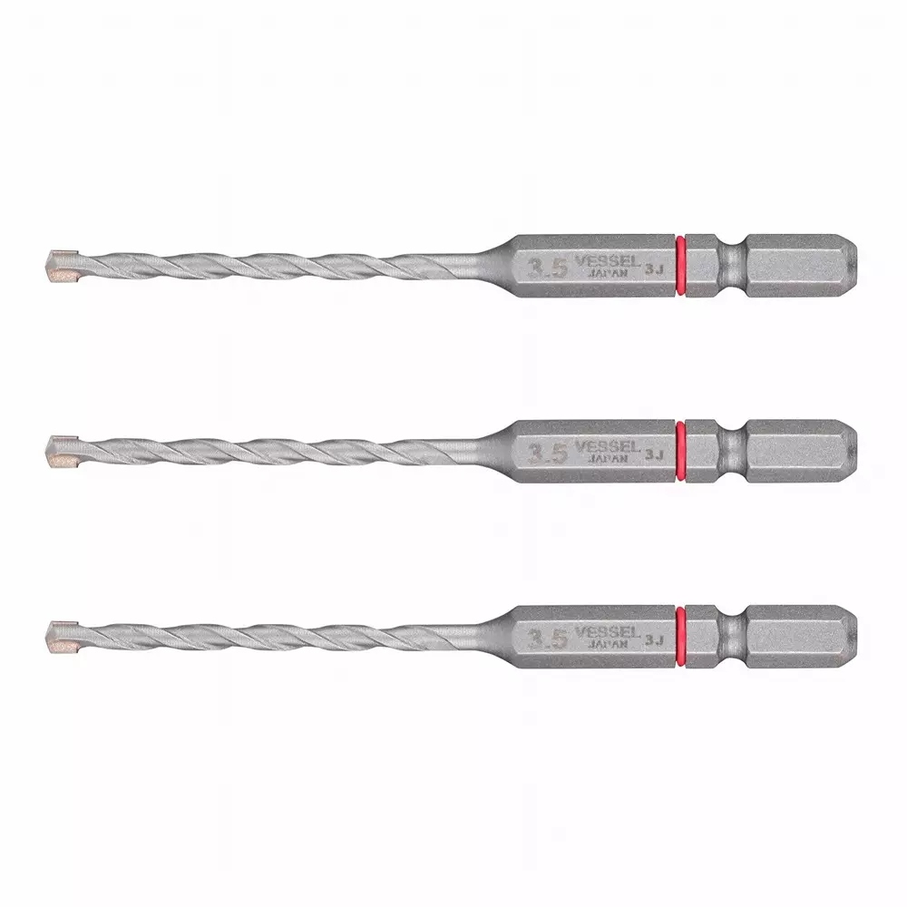 Vessel Concrete Drill Bit Hexagonal 90 mm Overall Length, CCD3S-3.5 (3 Pcs Set)