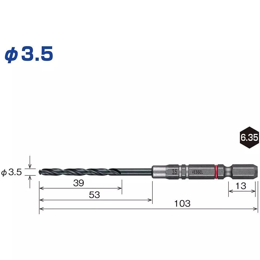 Vessel Cushion Drill Φ3.5 mm for Iron Work, AMD6P-3.5 (Set of 6 Pcs)
