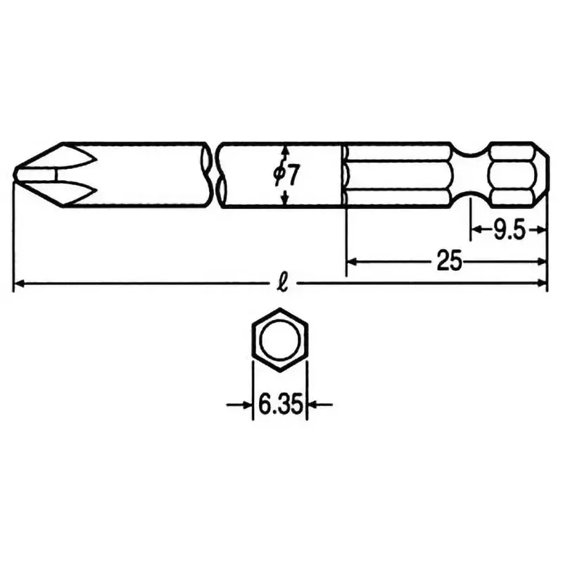 Vessel Pneumatic / Electric Screwdriver Bit, B35-3-100H