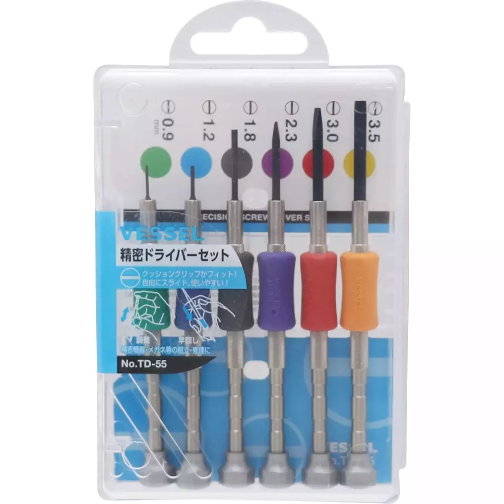 Vessel Precision Screwdriver 6pcs Set, TD-55