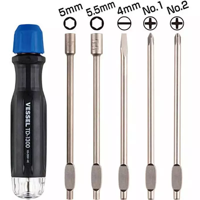 Vessel Electricity Checker Screwdriver Set for Low Voltage with Changeable Bits, 5 Pcs/Set, TD-1300B