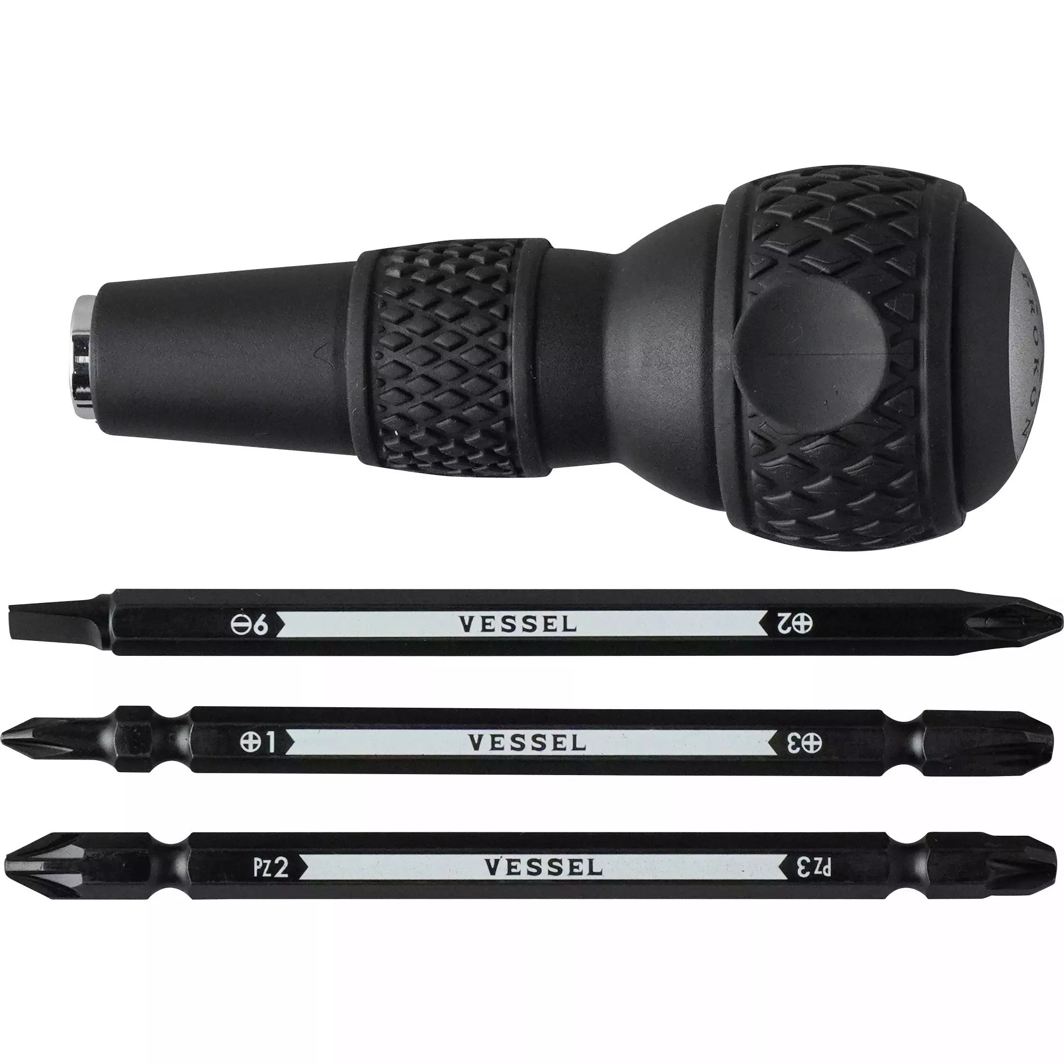 Vessel Ball Grip Screwdriver Set with Replaceable Bits, 220W-3