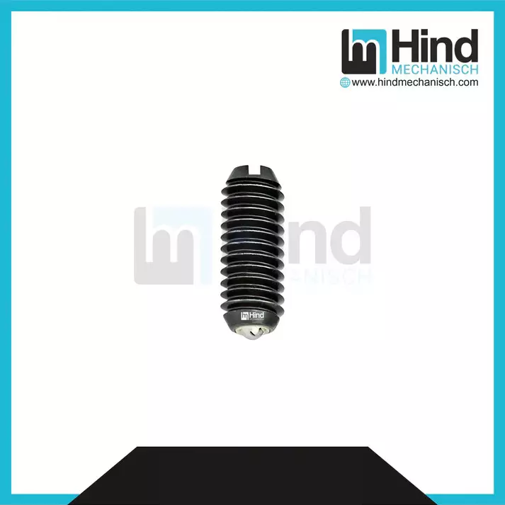 HINDMECHANISCH M5x12 Spring Plunger Slotted Type Steel, HM-SPS5 (Pack of 10 Pcs)