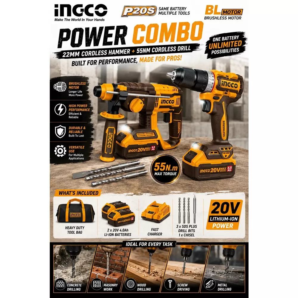 ingco-2-pcs-cordless-combo-tool-kit-includes-22-mm-capacity-rotary-hammer-and-55-nm-drill-driver-with-battery-charger