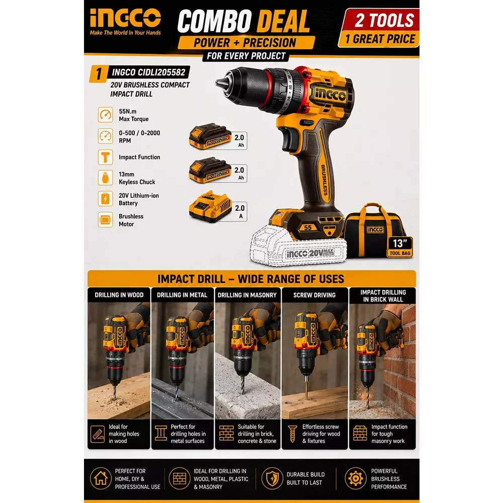 ingco-2-pcs-combo-tool-kit-includes-55-nm-cordless-impact-drill-5-line-green-laser-level-with-battery-charger