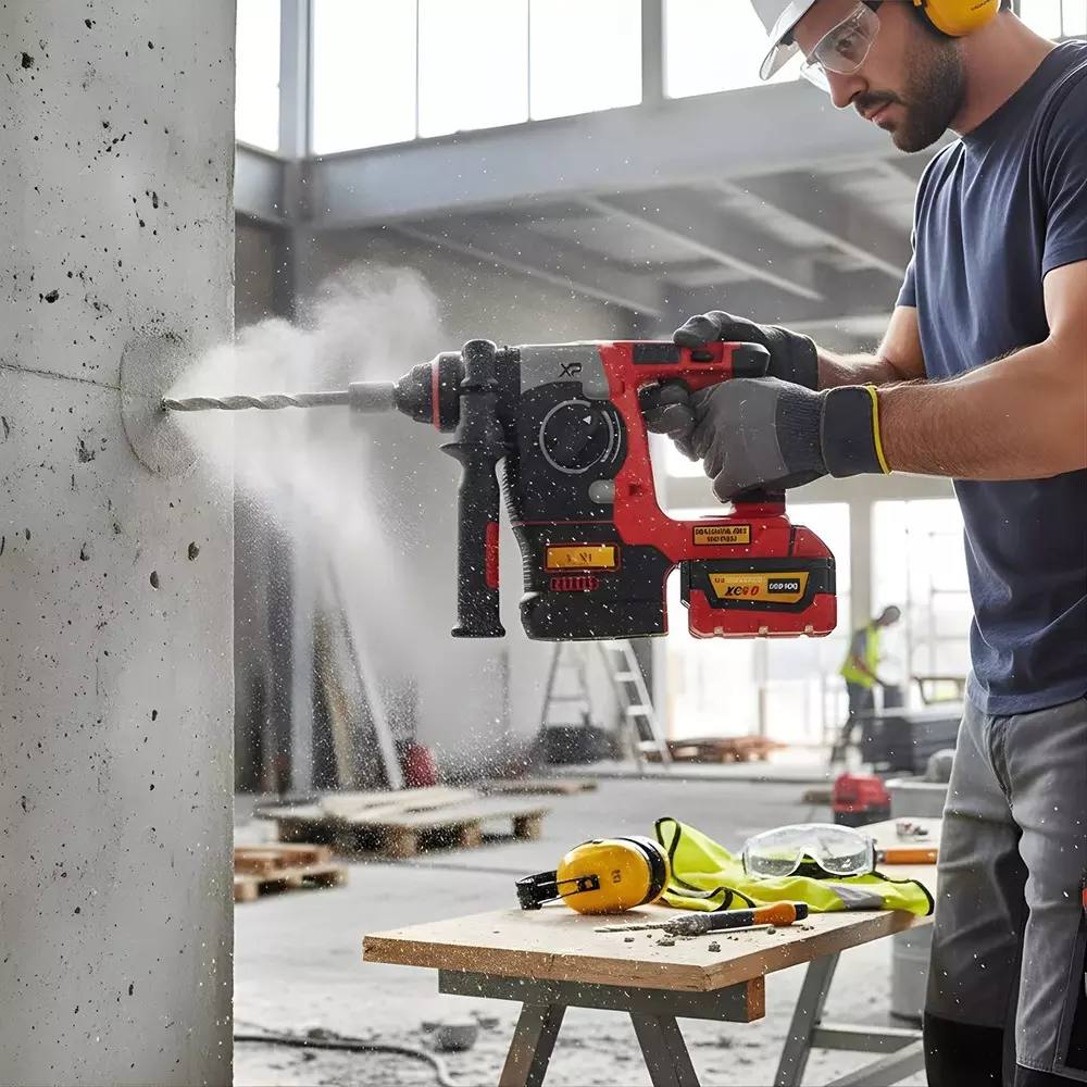 xlnt-5-ah-cordless-impact-wrench-drill-angle-grinder-rotary-hammer-combo-kit-for-diy-home-professional-use-xtcom-1384-with-battery-charger