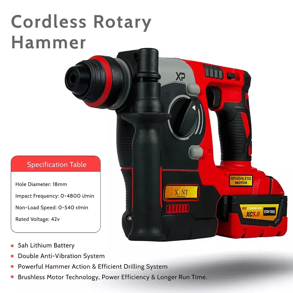 xlnt-5-ah-cordless-impact-wrench-drill-angle-grinder-rotary-hammer-combo-kit-for-diy-home-professional-use-xtcom-1384-with-battery-charger