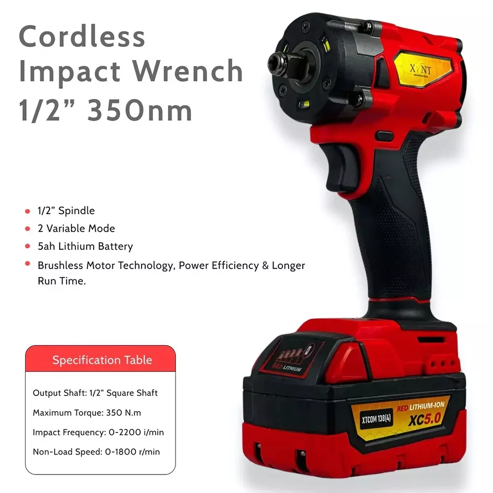 xlnt-5-ah-cordless-impact-wrench-drill-angle-grinder-rotary-hammer-combo-kit-for-diy-home-professional-use-xtcom-1384-with-battery-charger