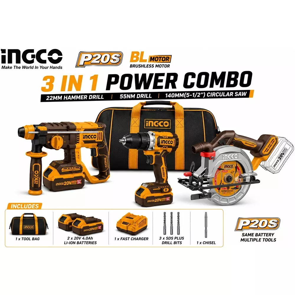 ingco-3-pcs-cordless-power-tools-combo-kit-includes-22-mm-rotary-hammer-140-mm-circular-saw-and-55-nm-drill-with-battery-charger