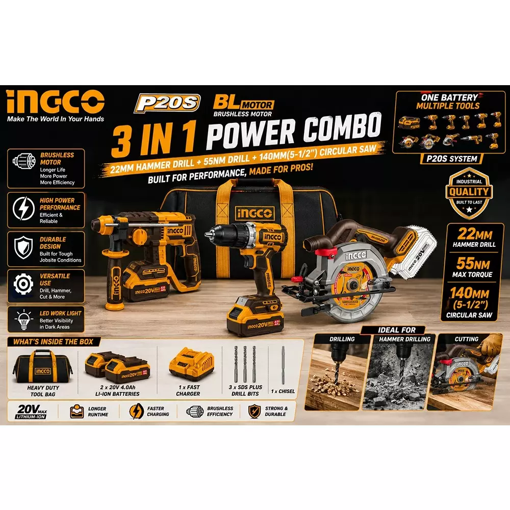 ingco-3-pcs-cordless-power-tools-combo-kit-includes-22-mm-rotary-hammer-140-mm-circular-saw-and-55-nm-drill-with-battery-charger