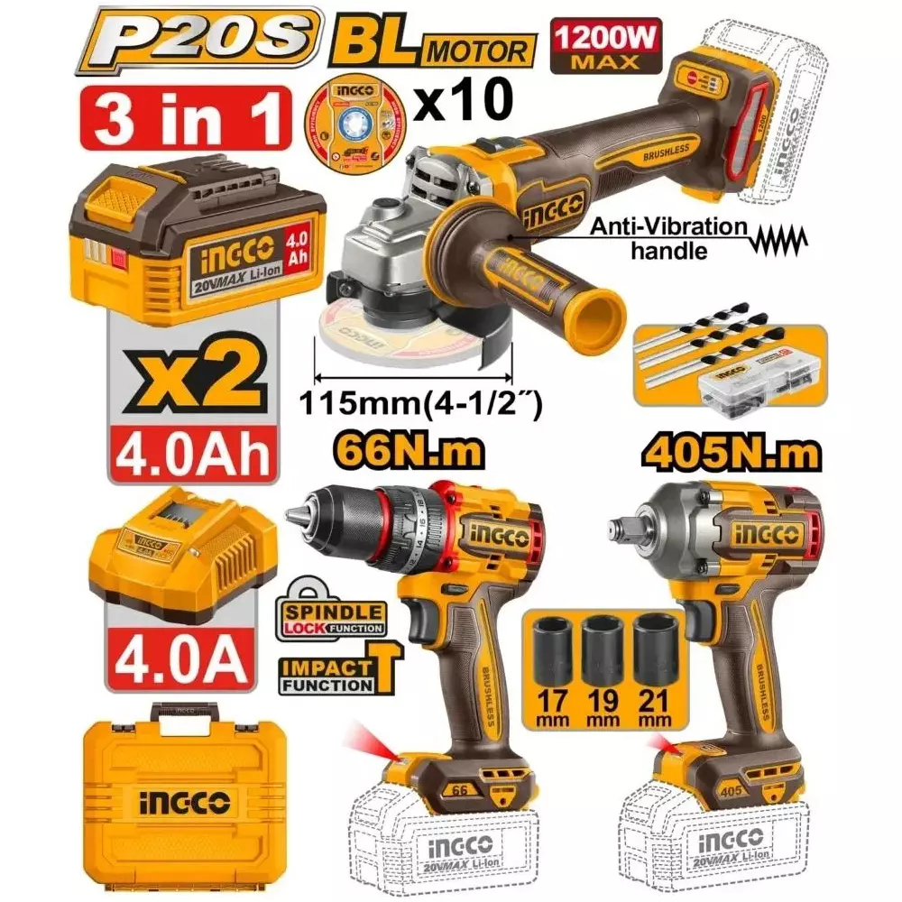 ingco-cordless-combo-kit-3-pcs-brushless-motor-20-v-battery-voltage-with-spindle-lock-function-ckli20358