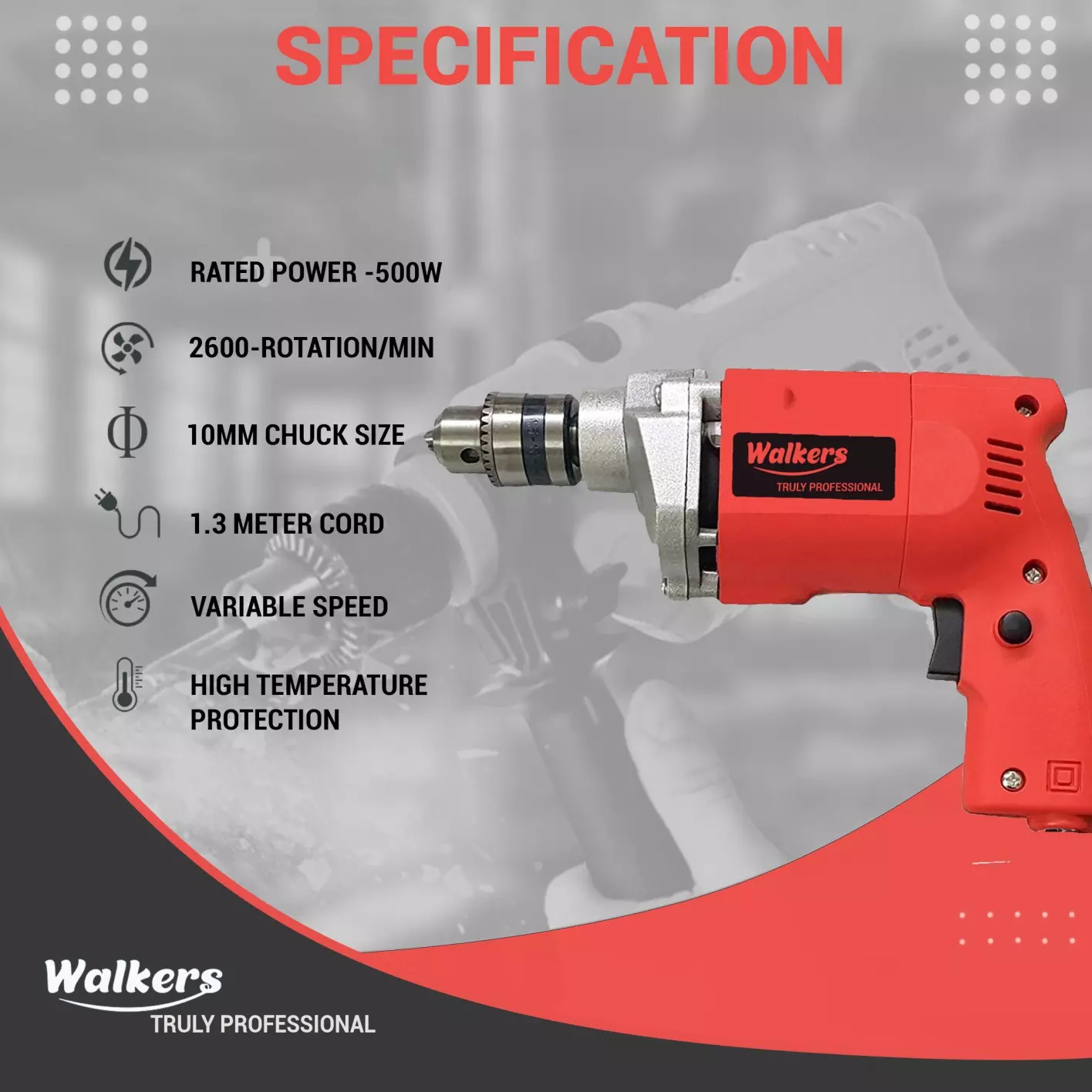 Walkers 4 inch Angle Grinder 100 mm Wheel Diameter, WKCB438M1