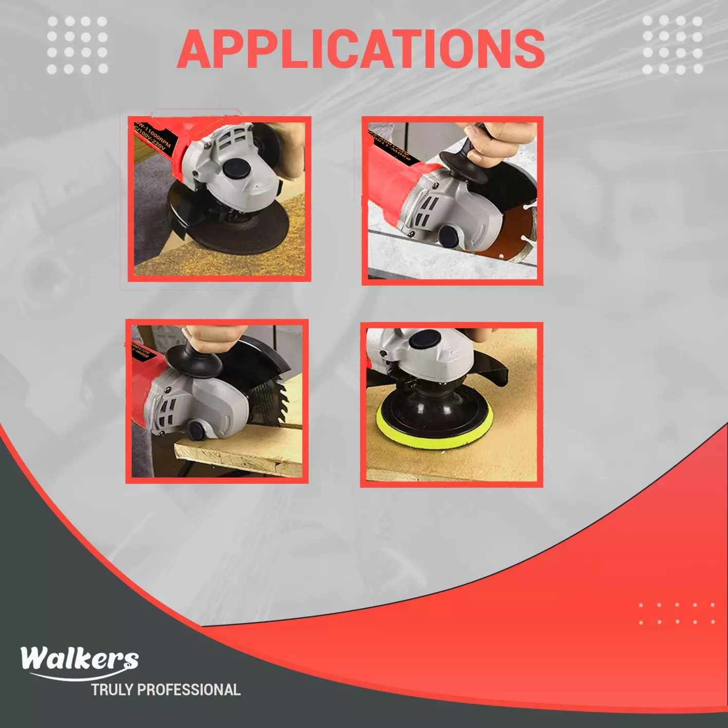 Walkers 4 inch Angle Grinder 100 mm Wheel Diameter, WKCB438M1