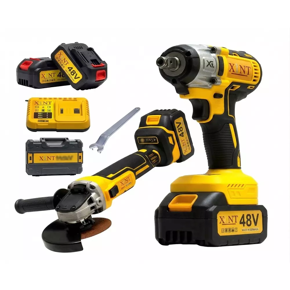 XLNT 48 V Cordless Angle Grinder and Impact Wrench Kit 0-8500 RPM (Grinder), 0-3000 RPM (Wrench) No Load Speed, XT2COM133 (With Battery & Charger)