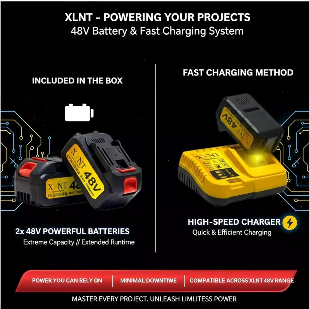 xlnt-48-v-cordless-angle-grinder-drill-kit-10000-rpm-no-load-speed-and-10-mm-chuck-size-xtcom1372-with-battery-charger
