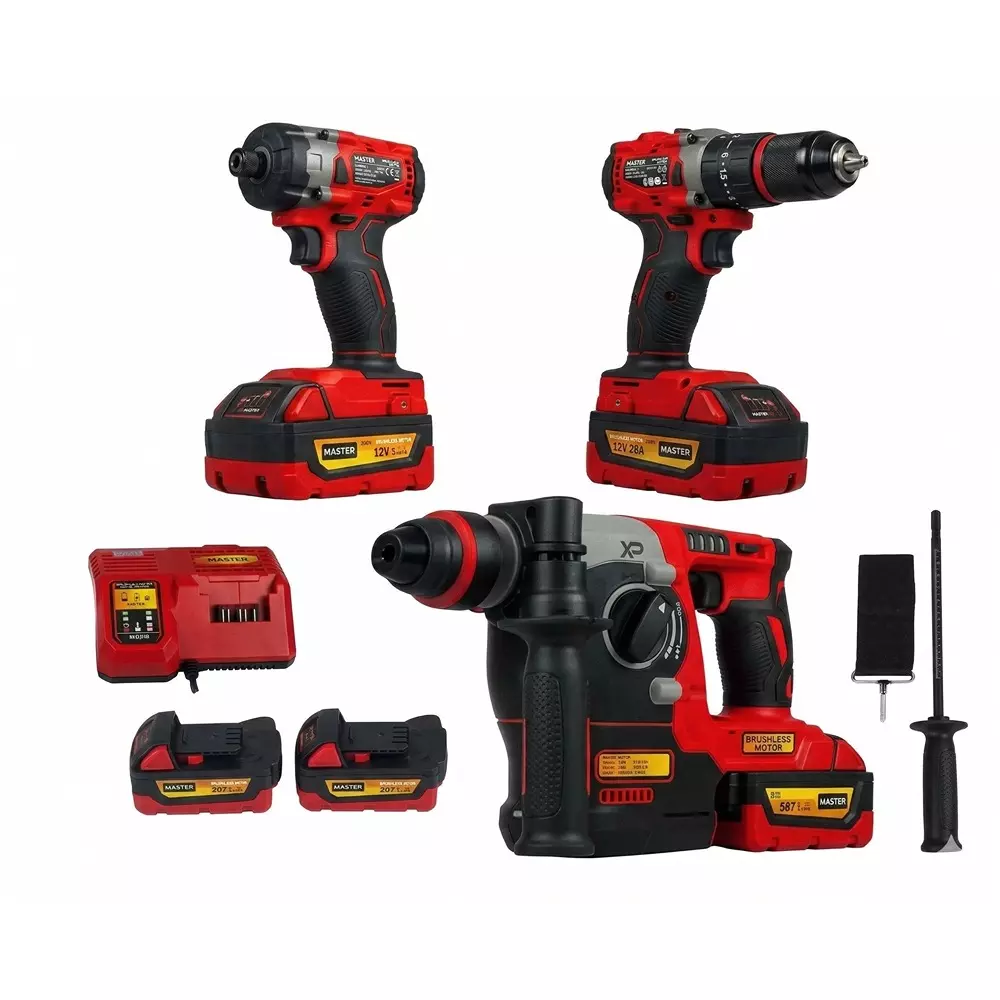 XLNT 5 Ah Cordless Impact Wrench, Drill, Rotary Hammer Combo Kit for DIY, Home & Professional Use, XTCOM 140-3 (With Battery & Charger)