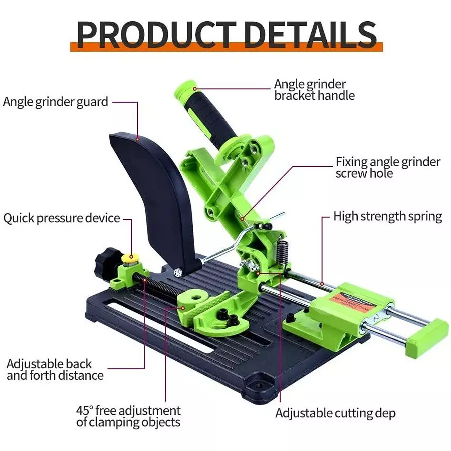 FLAMINGO ENTERPRISE Angle Grinder Sliding Compound Saw Stand 125 mm Wheel Diameter Green & Black, FM-22