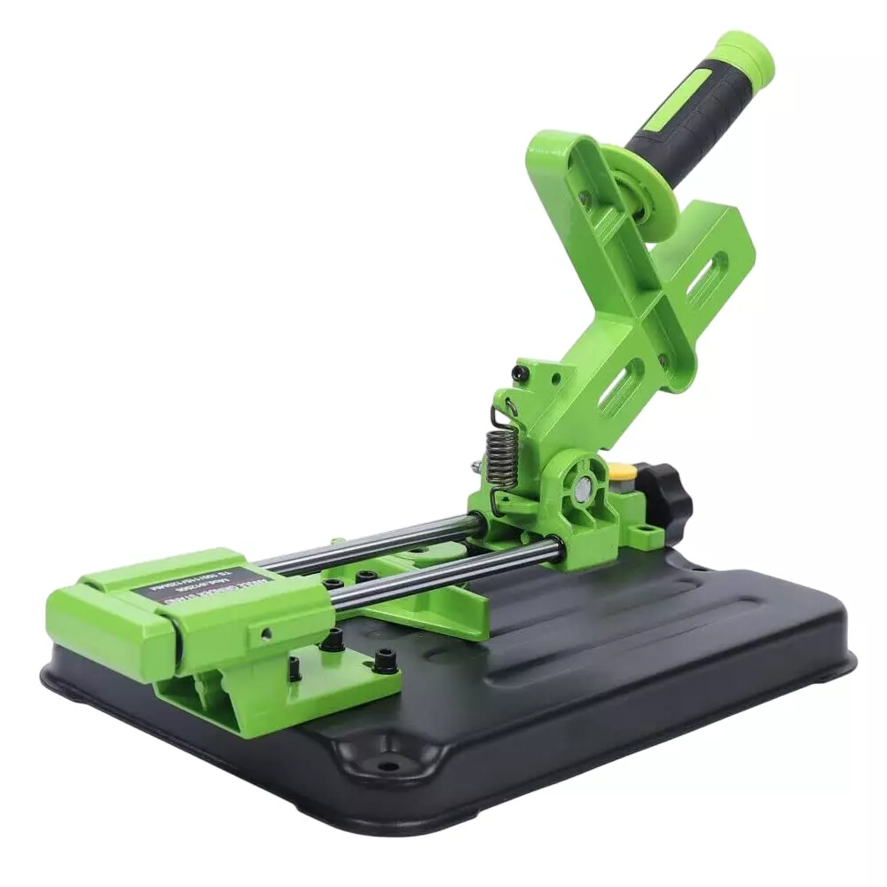 Jawsons Angle Grinder Holder cum Heavy Duty Cutting Stand with Adjustable Clamp, Spring Action & Extended Handle, Green & Black