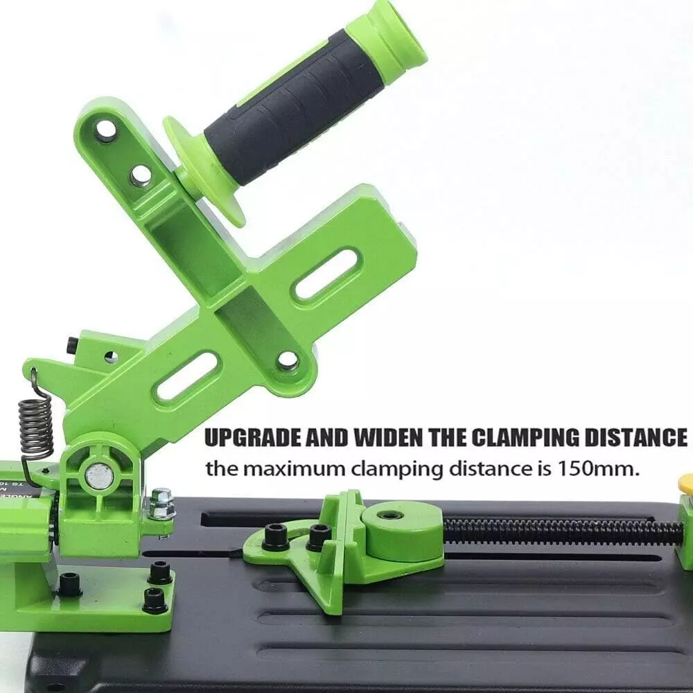 Jawsons Angle Grinder Holder cum Heavy Duty Cutting Stand with Adjustable Clamp, Spring Action & Extended Handle, Green & Black