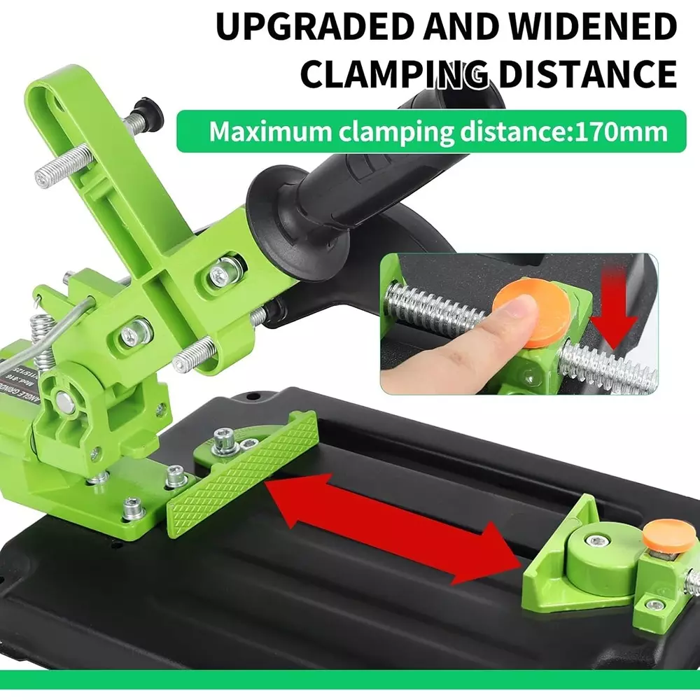 Jawsons Pull Up Bar Angle Grinder Holder cum Heavy Duty Cutting Stand with Adjustable Clamp Base & 45° Cutting Angle, Green & Black