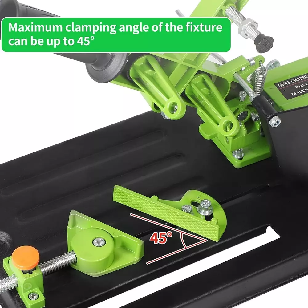 Jawsons Pull Up Bar Angle Grinder Holder cum Heavy Duty Cutting Stand with Adjustable Clamp Base & 45° Cutting Angle, Green & Black